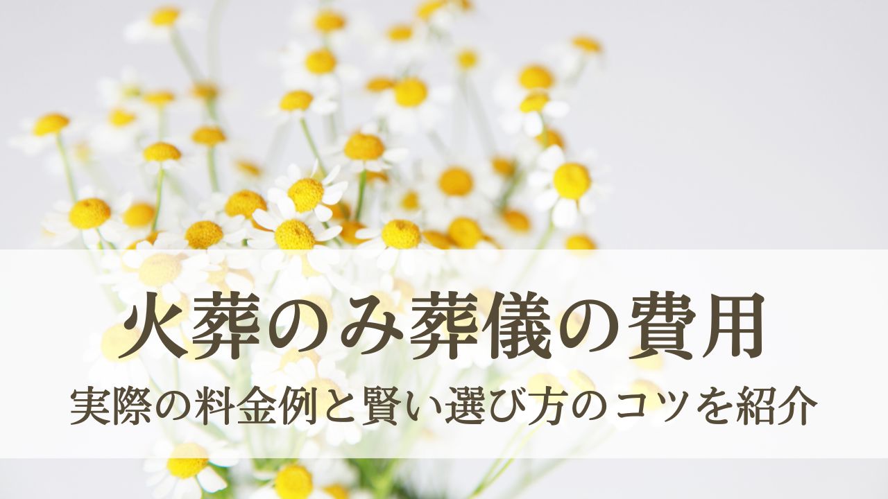 火葬のみ葬儀でかかる費用はどのくらい?実際の料金例と賢い選び方のコツを紹介